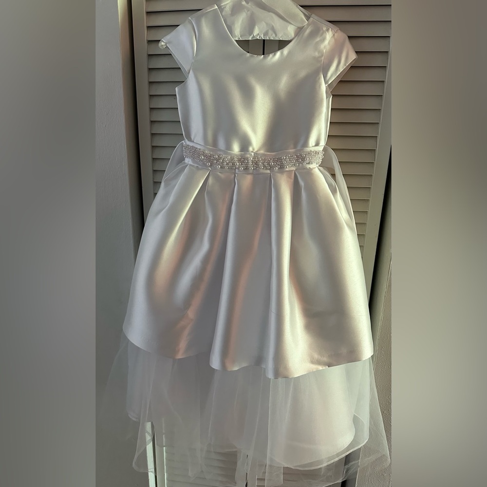 Bonnie Jean Big Girls Communion 3/4 Sleeve Flower Girl Fit + Flare Dress.